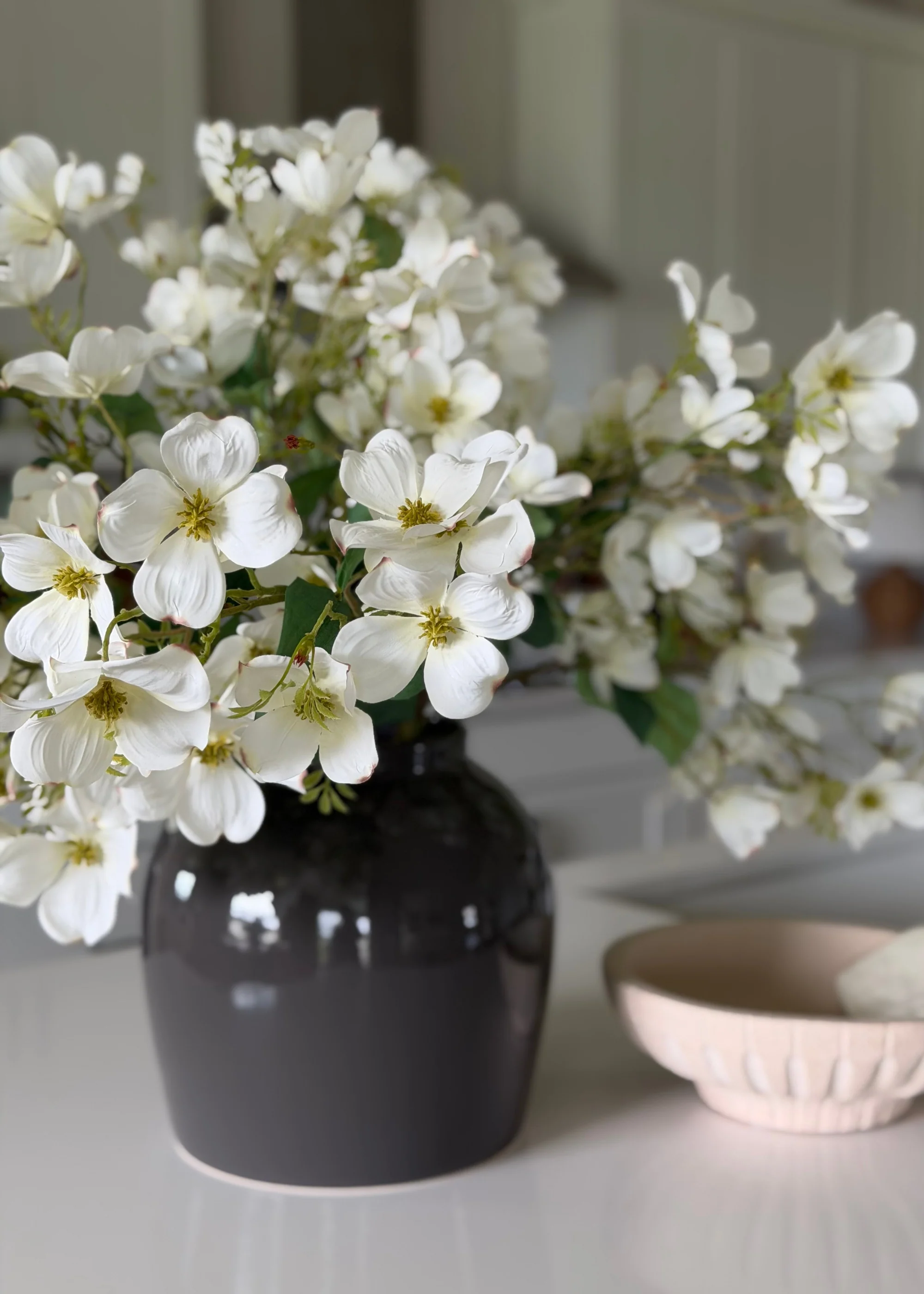 Artificial Blooming Dogwood Flower Branch in White - 44" - Image 3