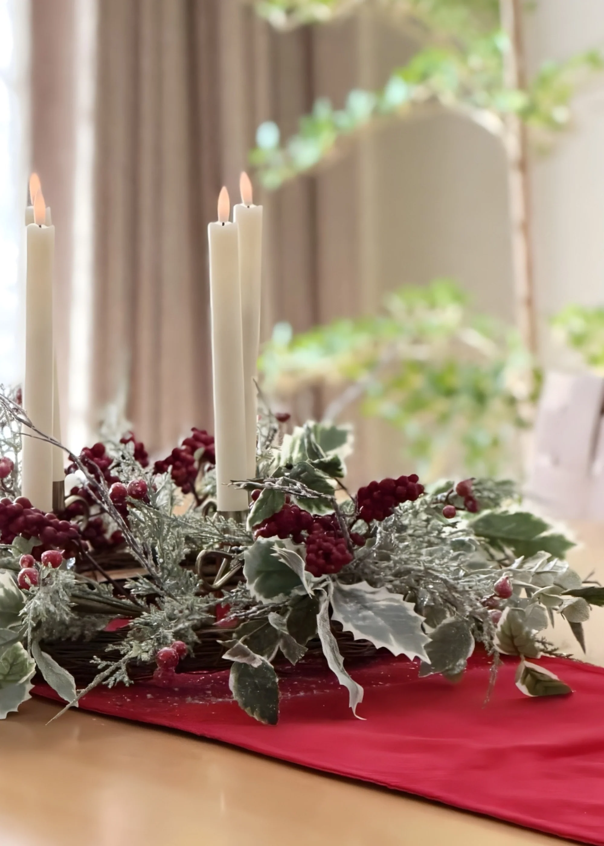 Winter Frost Holly and Red Berry Holiday Wreath - 24" - Image 3