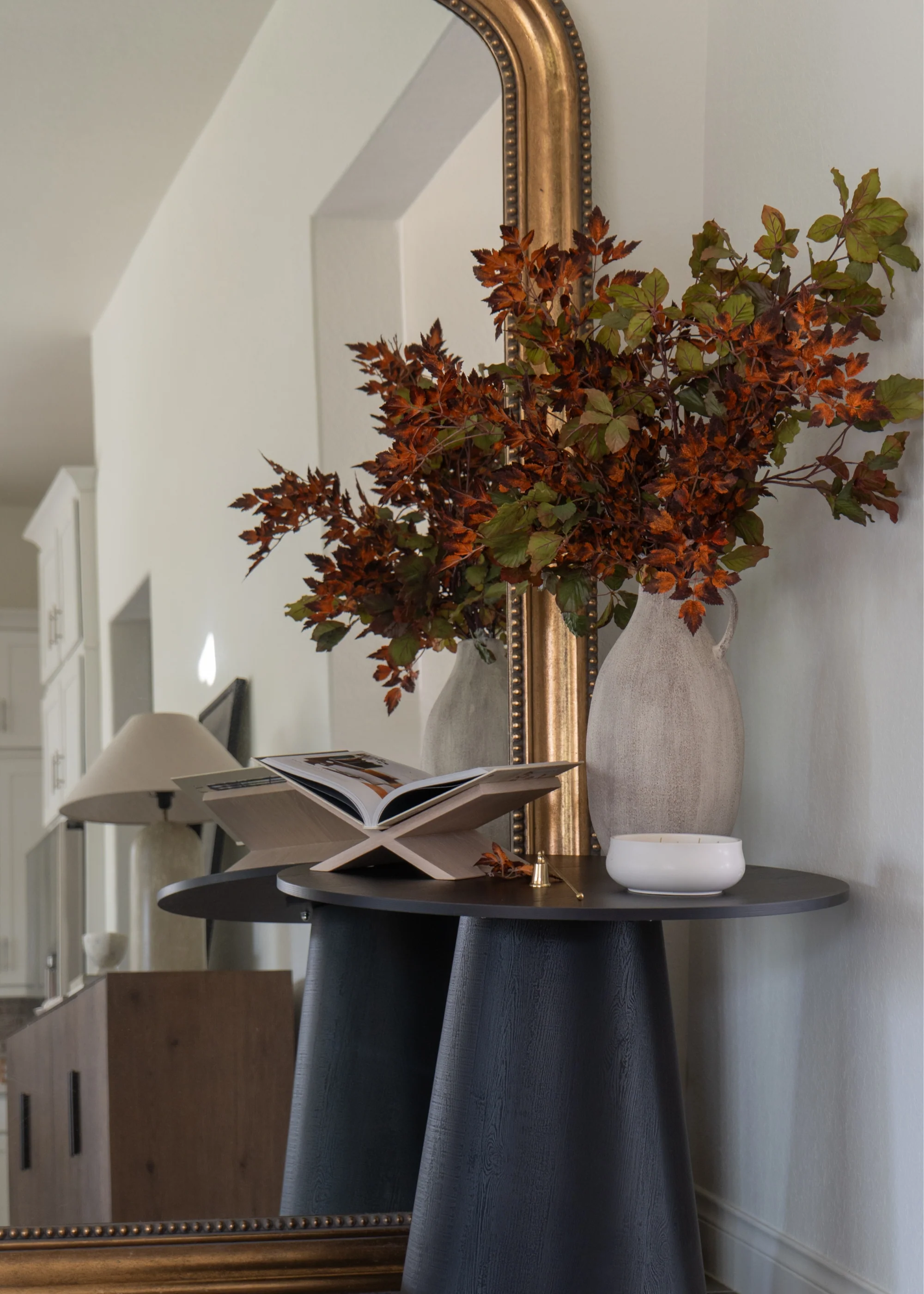 Tall Burgundy Green Faux Chestnut Leaf Branch - 47" - Image 3