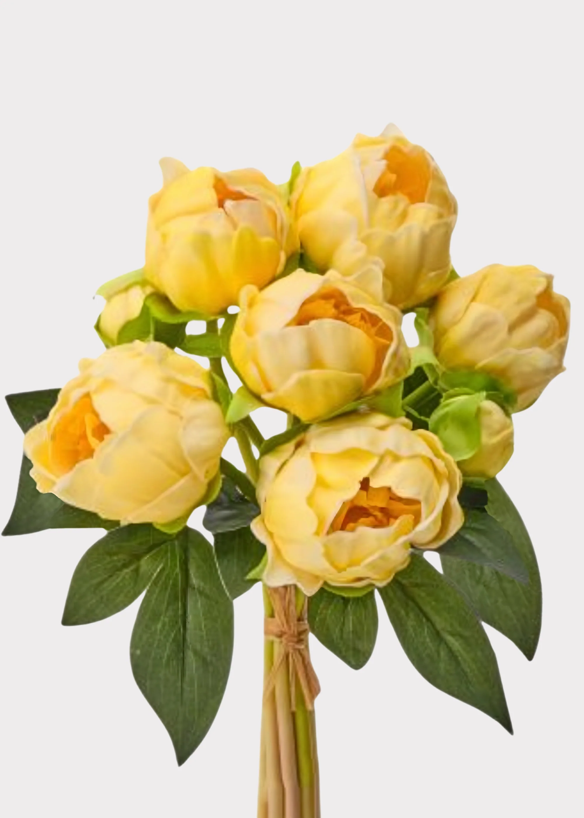 Butter Yellow Peony Real Touch Flower Bundle of 8 - 11" - Image 2
