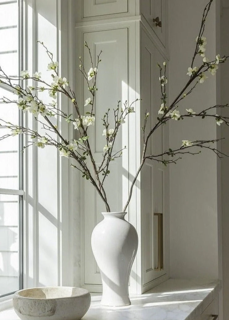 Premium Artificial Flowers - Cream Artificial Blossom Branch - 57" - Image 3