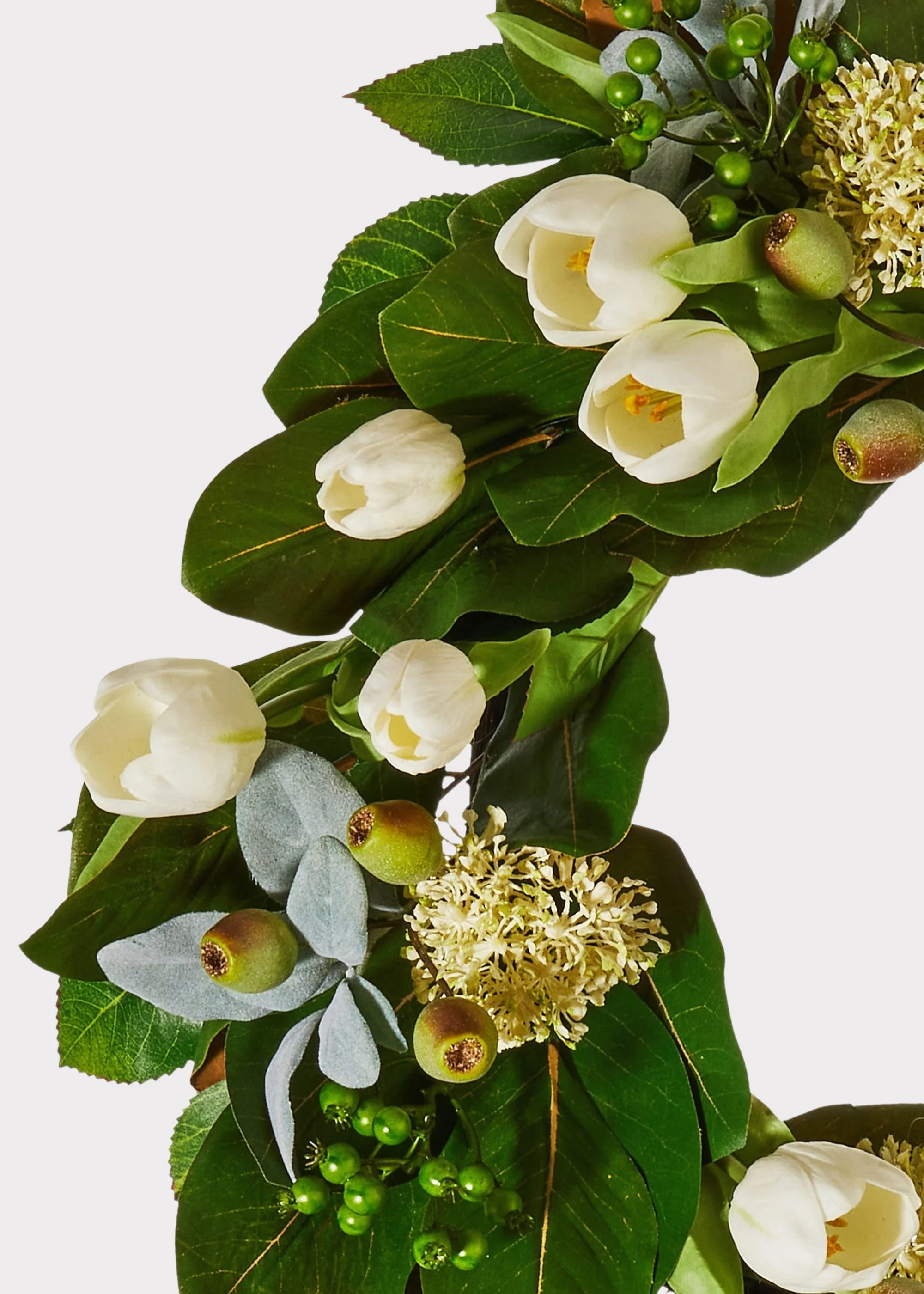 Cream Fake Tulip and Greenery Spring Flower Wreath - 25" - Image 3