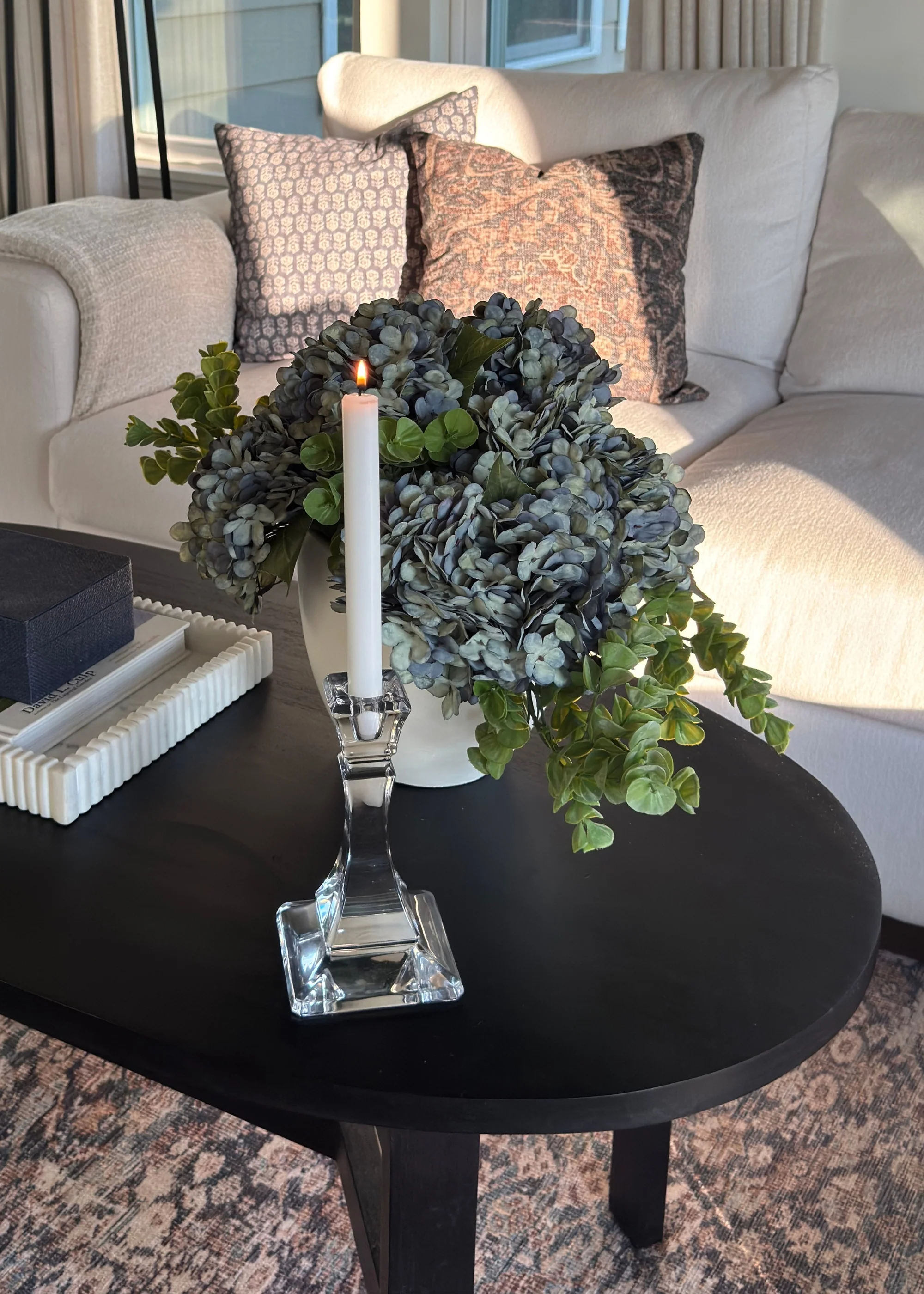 Fake Hydrangea Flower Bundle in Antique Blue - 13.5" - Image 2