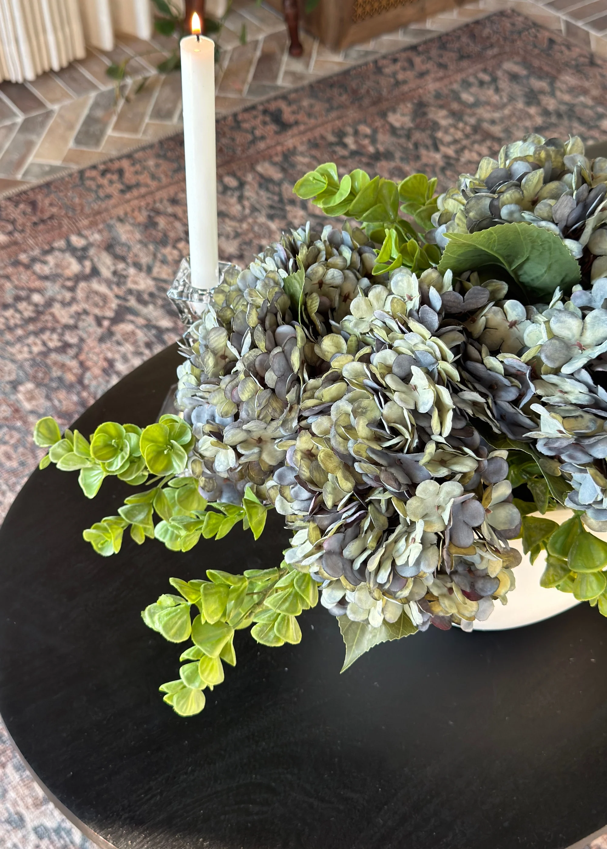 Fake Hydrangea Flower Bundle in Antique Blue - 13.5" - Image 3