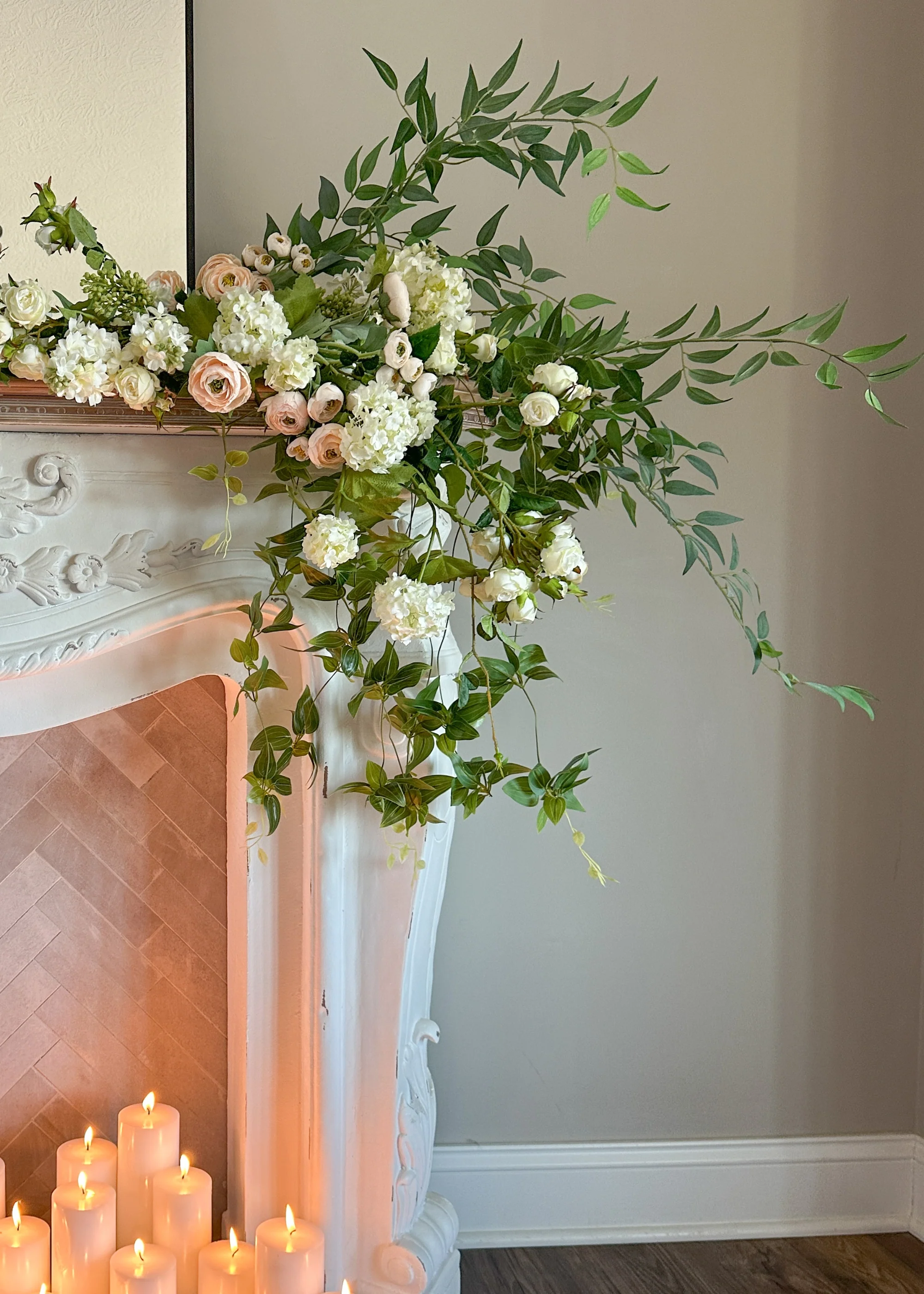 Artificial Blooming Ranunculus Flowers in Blush Peach - 21" - Image 2
