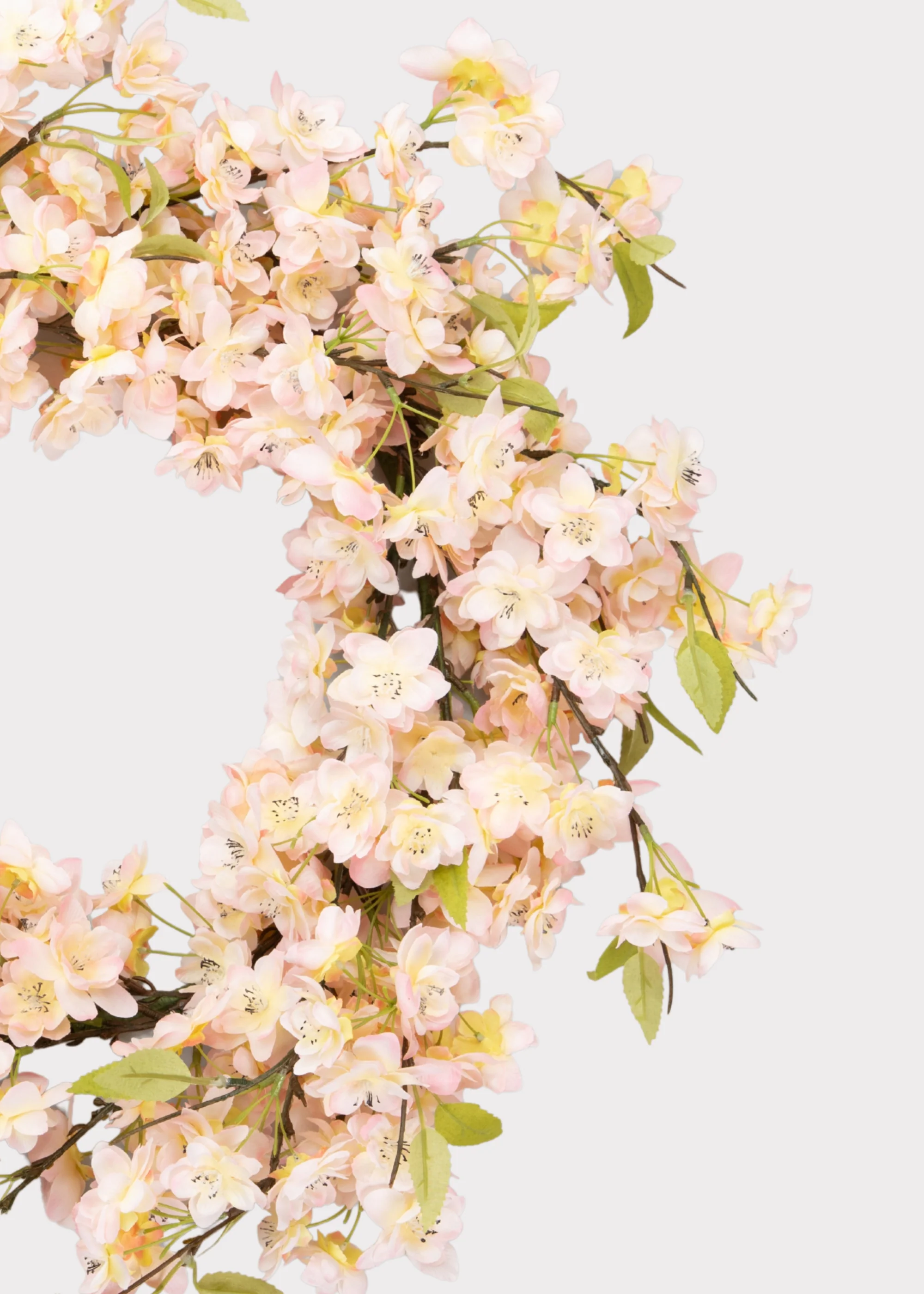 Fake Cherry Blossom Flower Wreath in Pink - 20" - Image 3