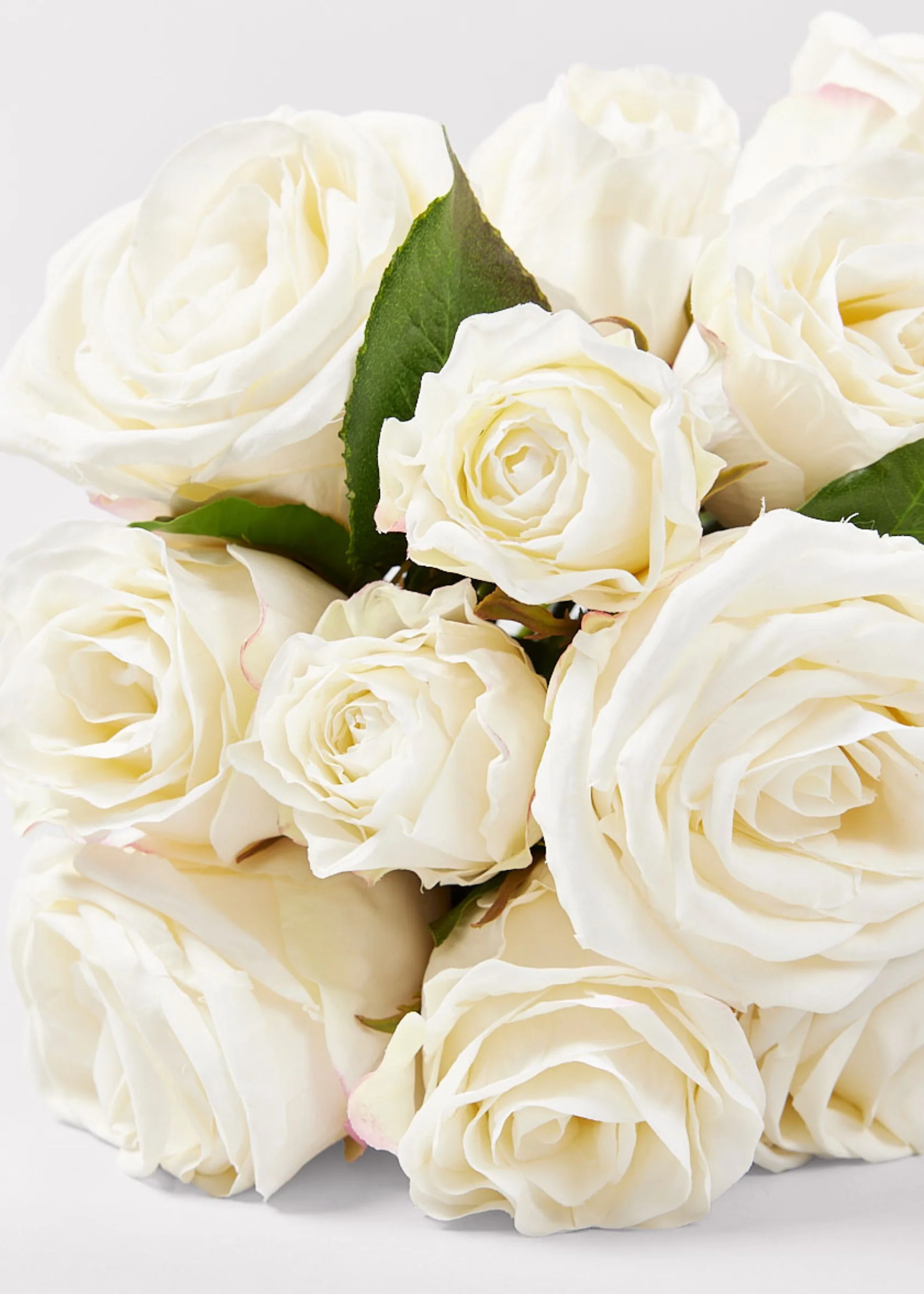 Premium Faux-Ever Rose Bouquet in Cream - 12" - Image 3