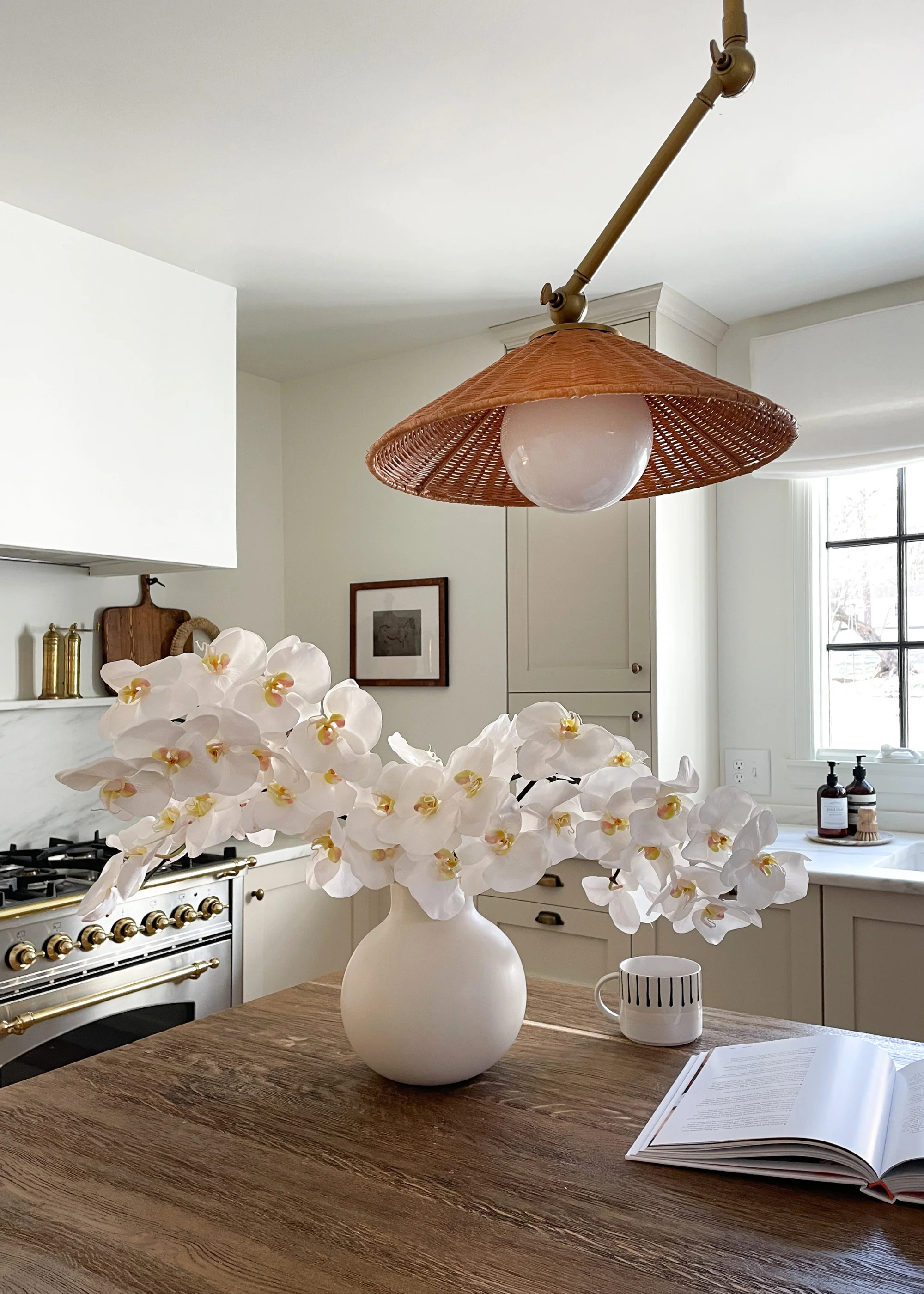 Faux White Blooming Phalaenopsis Orchids - 40" - Image 2