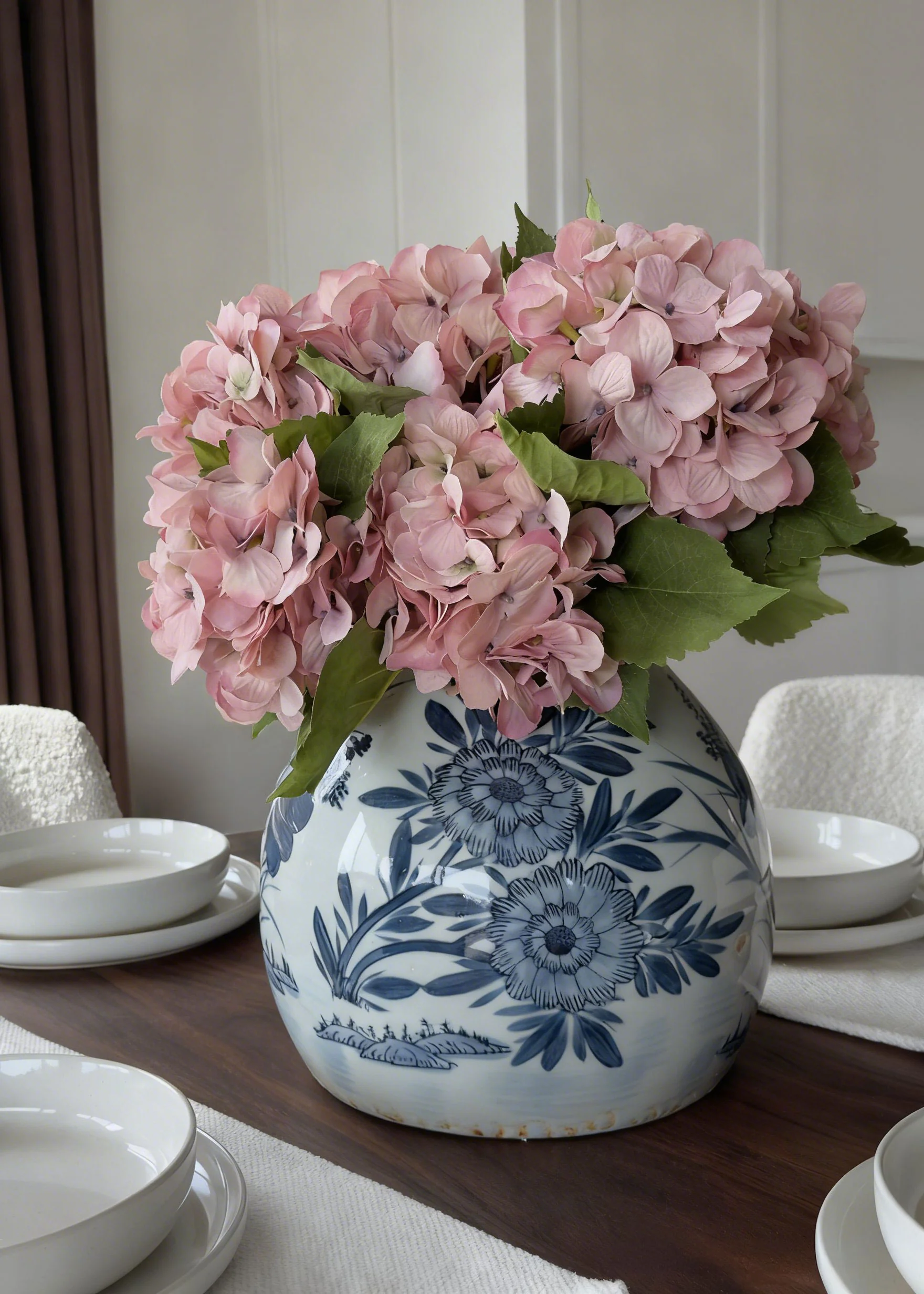 Small Hydrangea Artificial Flower in Antique Pink - 19" - Image 2