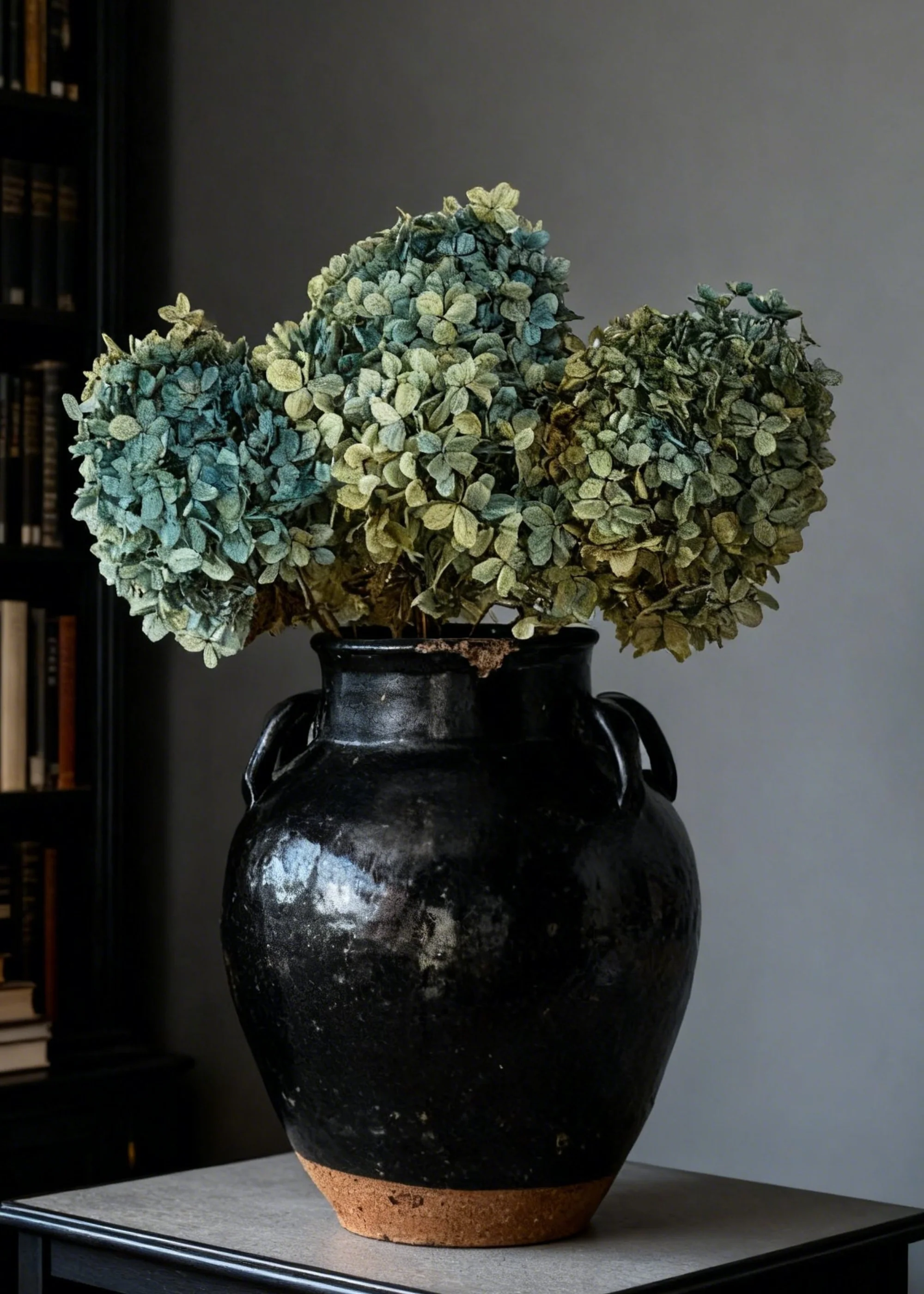 Preserved Flower Bundle of 3 Blue and Green Hydrangea Stems - Image 4