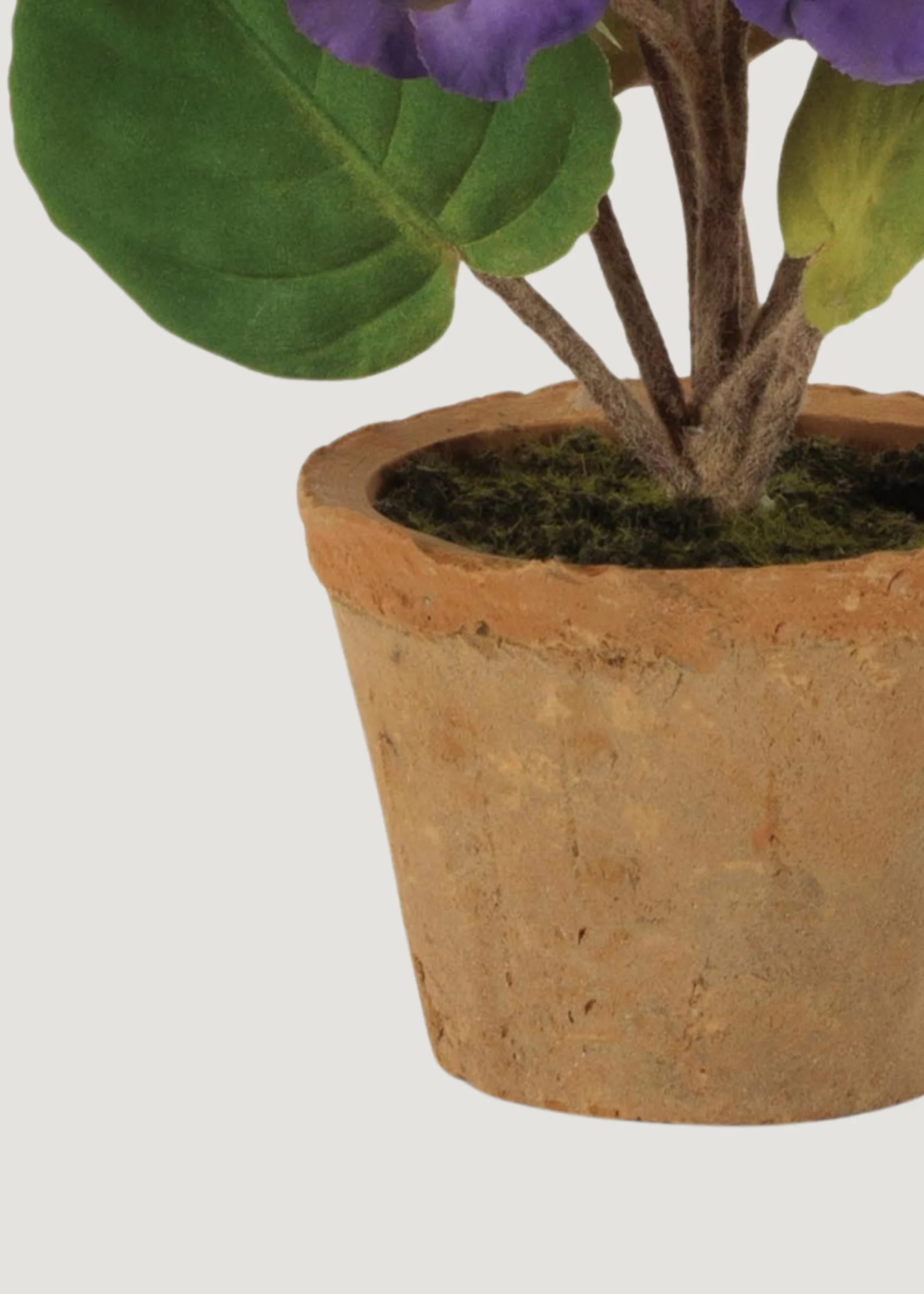 Purple Fake Potted African Violet Plant in Terra Cotta Pot - 8" - Image 3