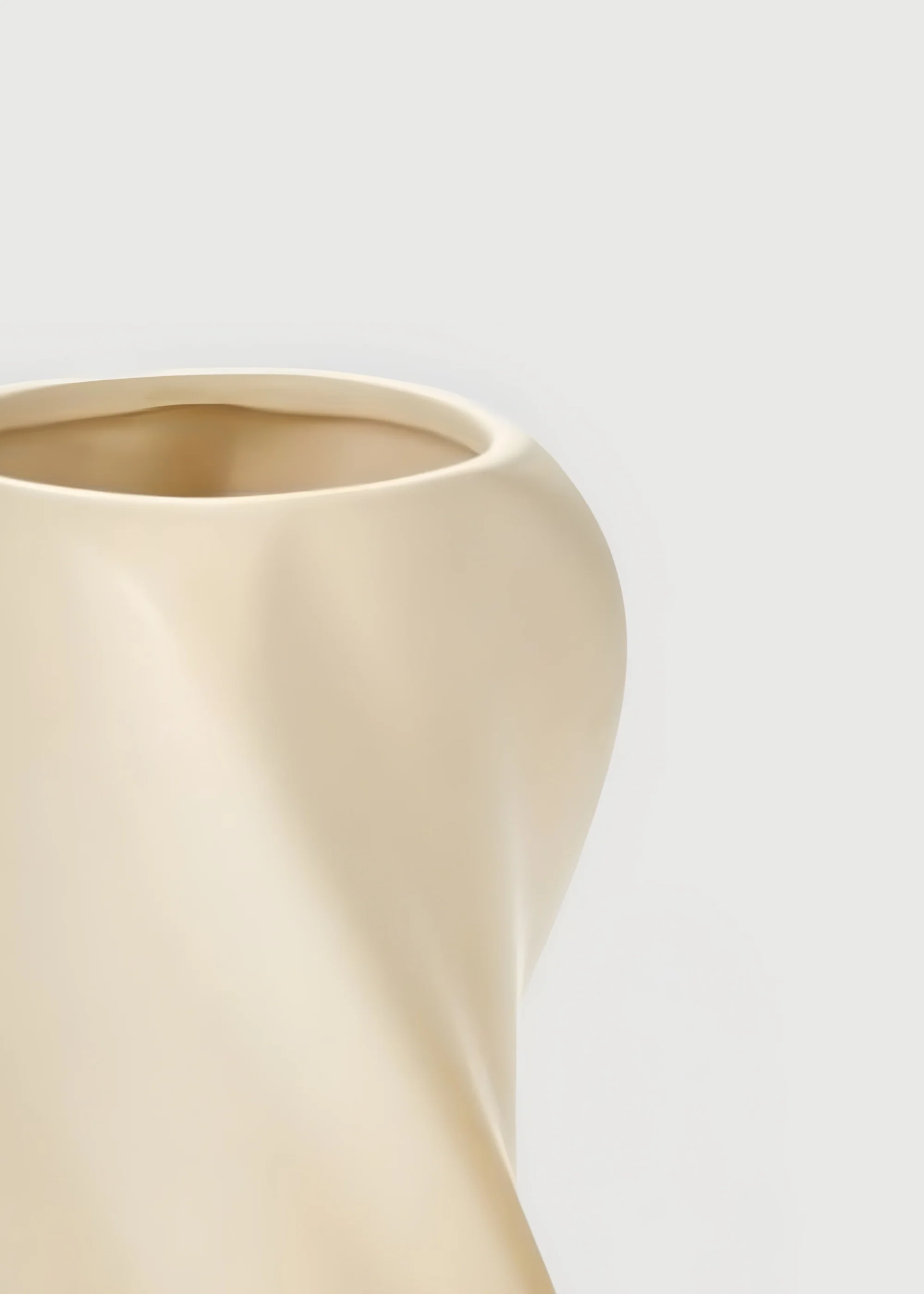 Warm Cream White Ceramic Twist Florian Vase - 12" - Image 3