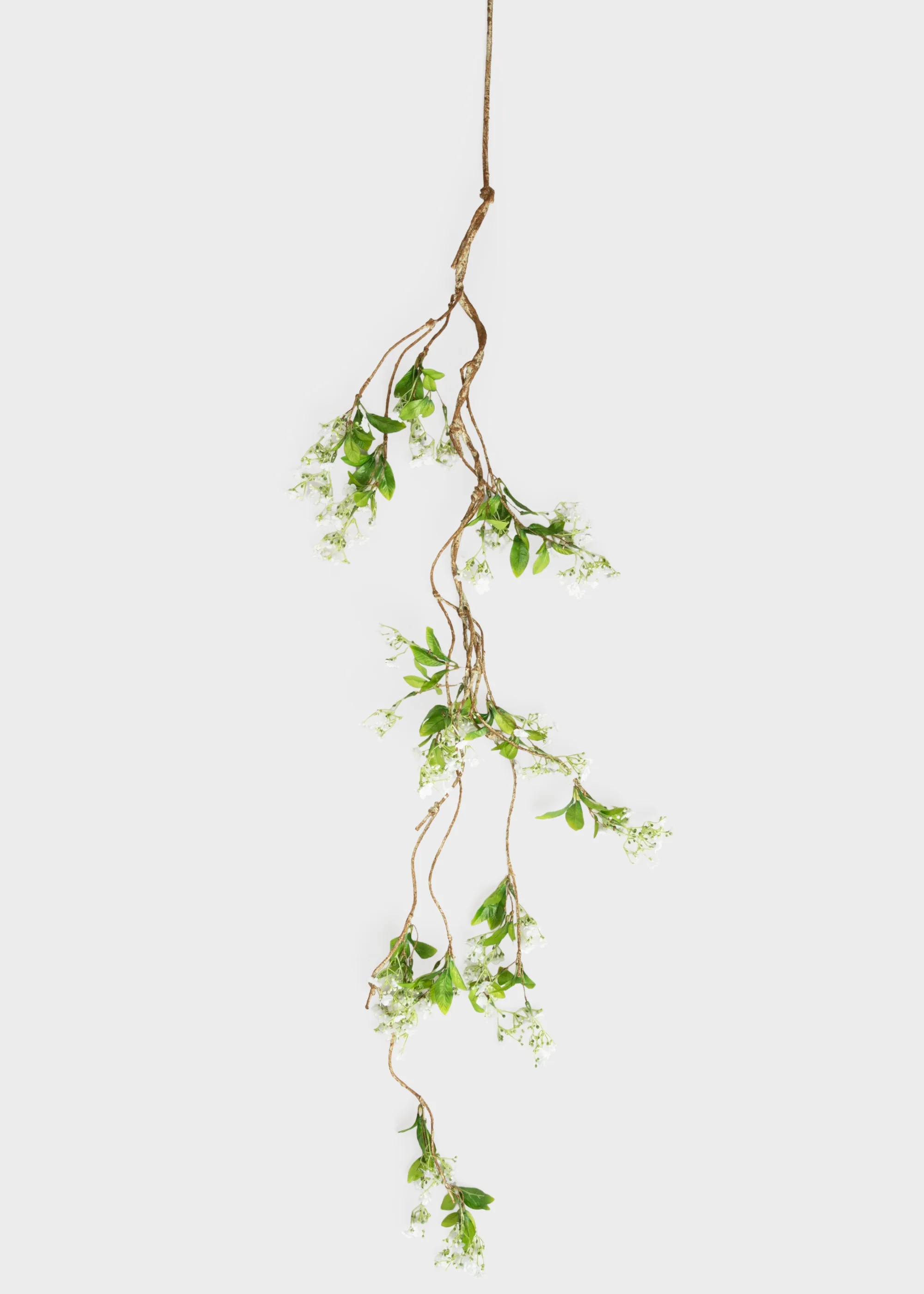 White and Green Fake Blooming Flower Garland - 60" - Image 3